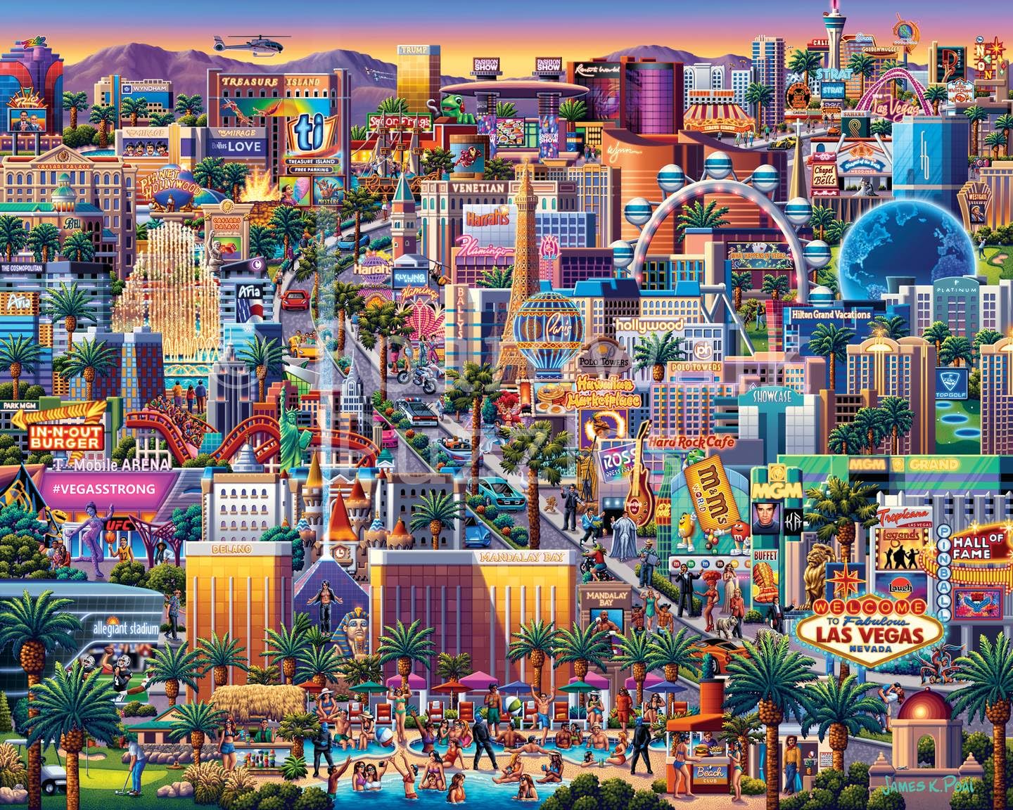Boardwalk Las Vegas Strip 210 Piece Personal Puzzle, Jigsaw Puzzles with Premium Box, Nevada Gifts for Adults, 6"x8"
