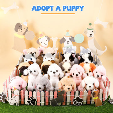 Niceup 20PCS Small Puppies Stuffed Animal Mini Plush Dog Keychain Adopt a Puppy Party Favors Easter Basket Stuffers Bulk Birthday Gift Goodie Bag