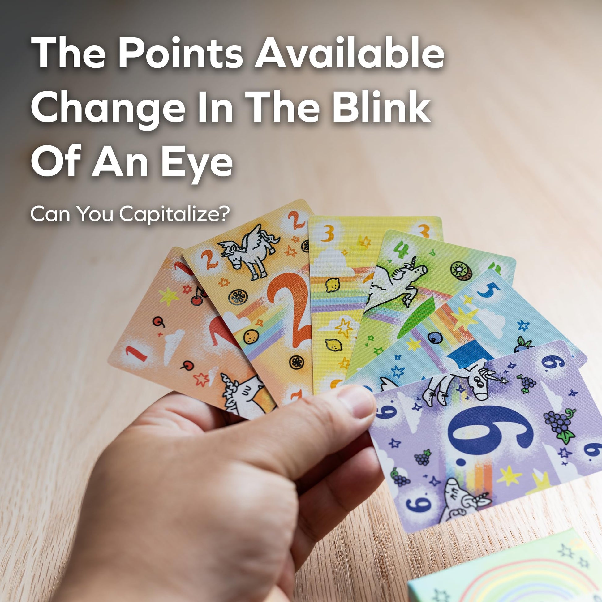 ALLPLAY Rainbow Board Game - Tiny Box Hand Management Card Game for 2-6 Adults and Families - Quick-Playing - Fits in Your Pocket - Points Change in
