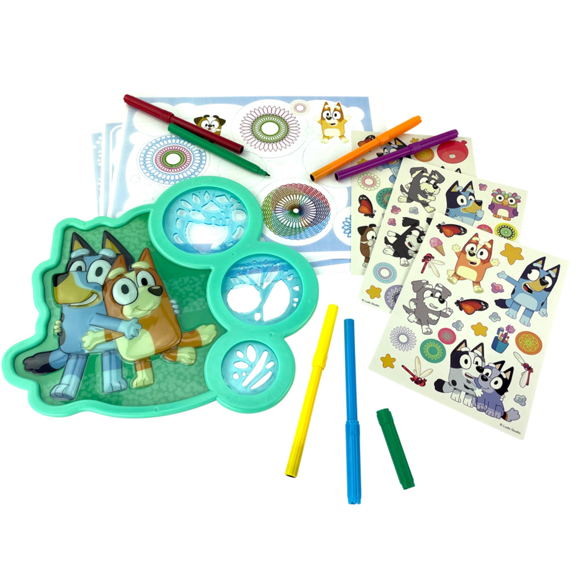 Spirograph Cyclex Set Bluey Drawing Kit, Arts and Crafts, Bluey Toys, Art Supplies, Stickers for Kids, Spiral Art, Markers, Design Sheet Included