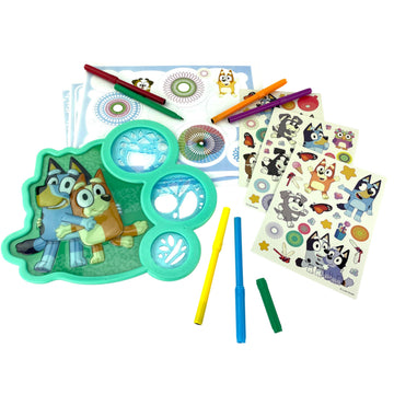 Spirograph Cyclex Set Bluey Drawing Kit, Arts and Crafts, Bluey Toys, Art Supplies, Stickers for Kids, Spiral Art, Markers, Design Sheet Included