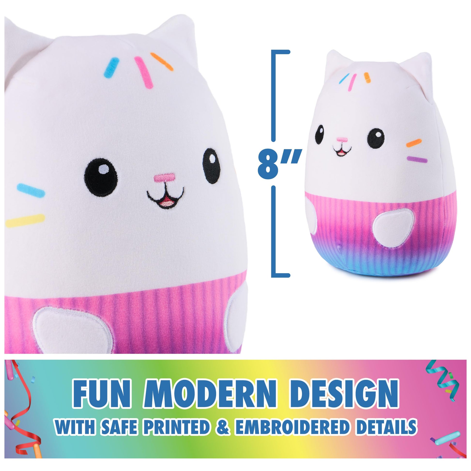 Gabby’s Dollhouse Official Cakey Cat 12-Inch Squishy Plush Toy for Ages 1+