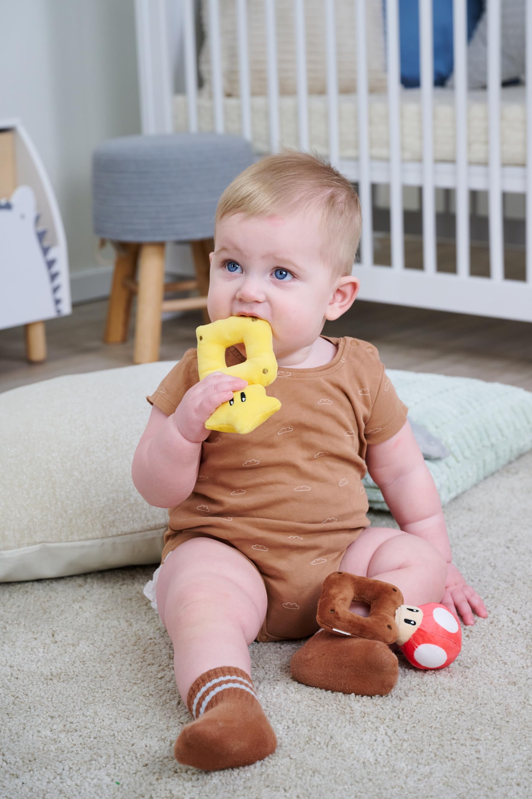 Simba Toys My Mario Baby Plush Rattle 6-Inch Mushroom Grab Toy for Infants