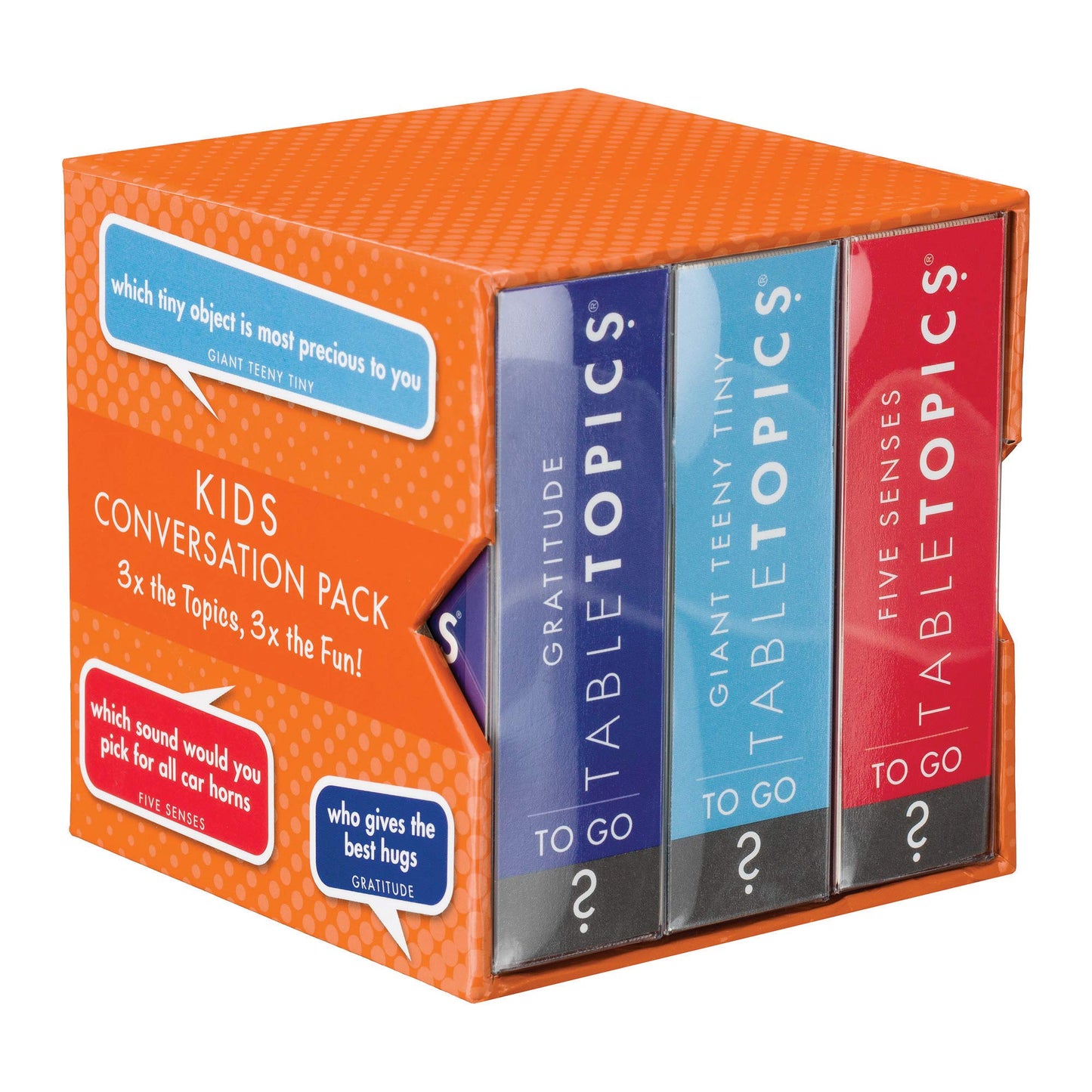 TableTopics Kids Conversation Pack for Families with Young Children, 120 Engaging Question Cards for Dinner & Classrooms, Boxed Set of 3 Topics