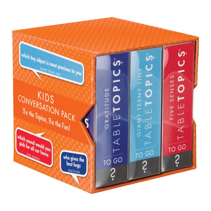 TableTopics Kids Conversation Pack for Families with Young Children, 120 Engaging Question Cards for Dinner & Classrooms, Boxed Set of 3 Topics