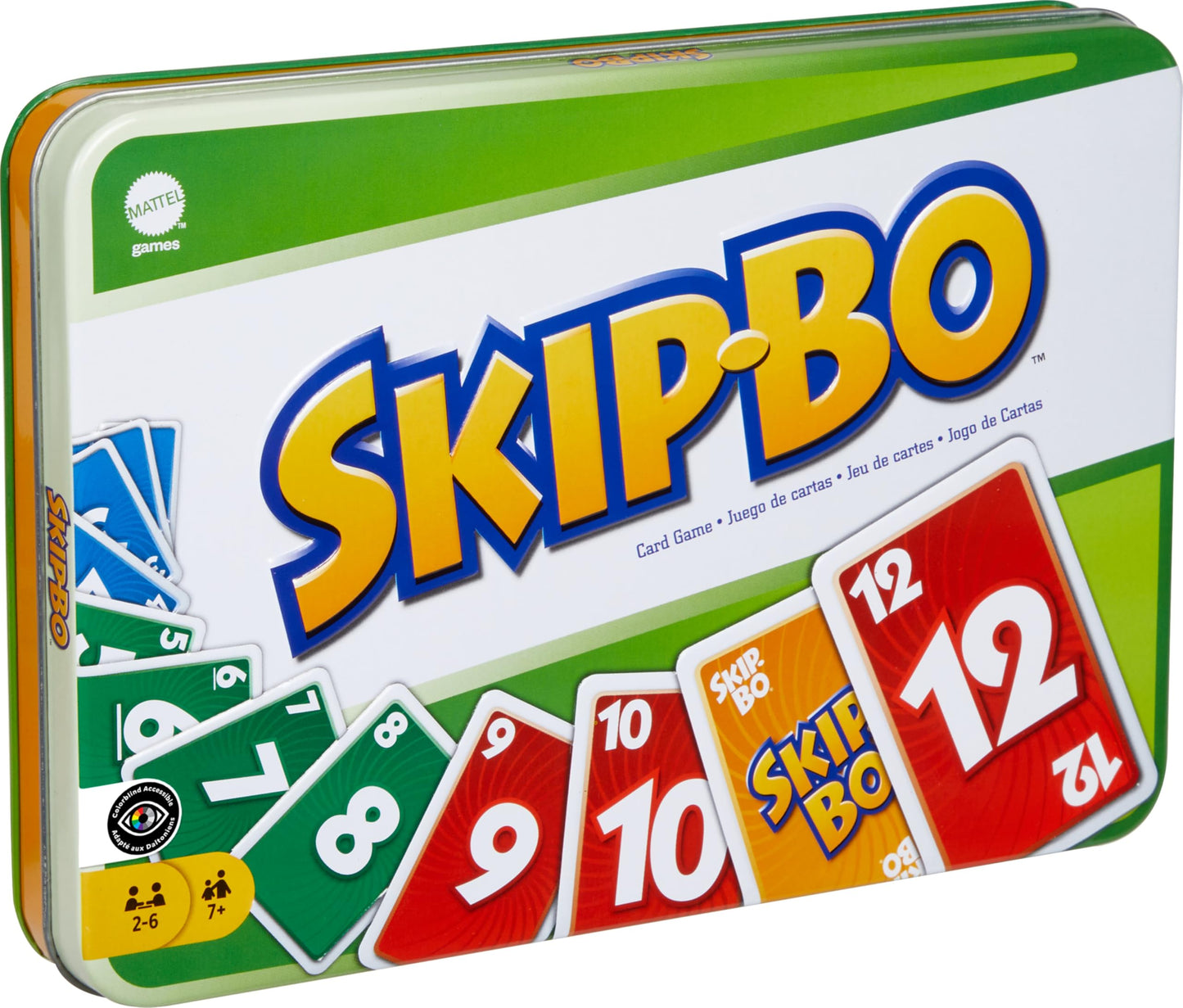 Mattel Games Skip Bo Card Game in Decorative Tin with 162 Cards, Sequencing Family Game for 2 to 6 Players, Kids Gift for Ages 7 Years & Older (Amazon