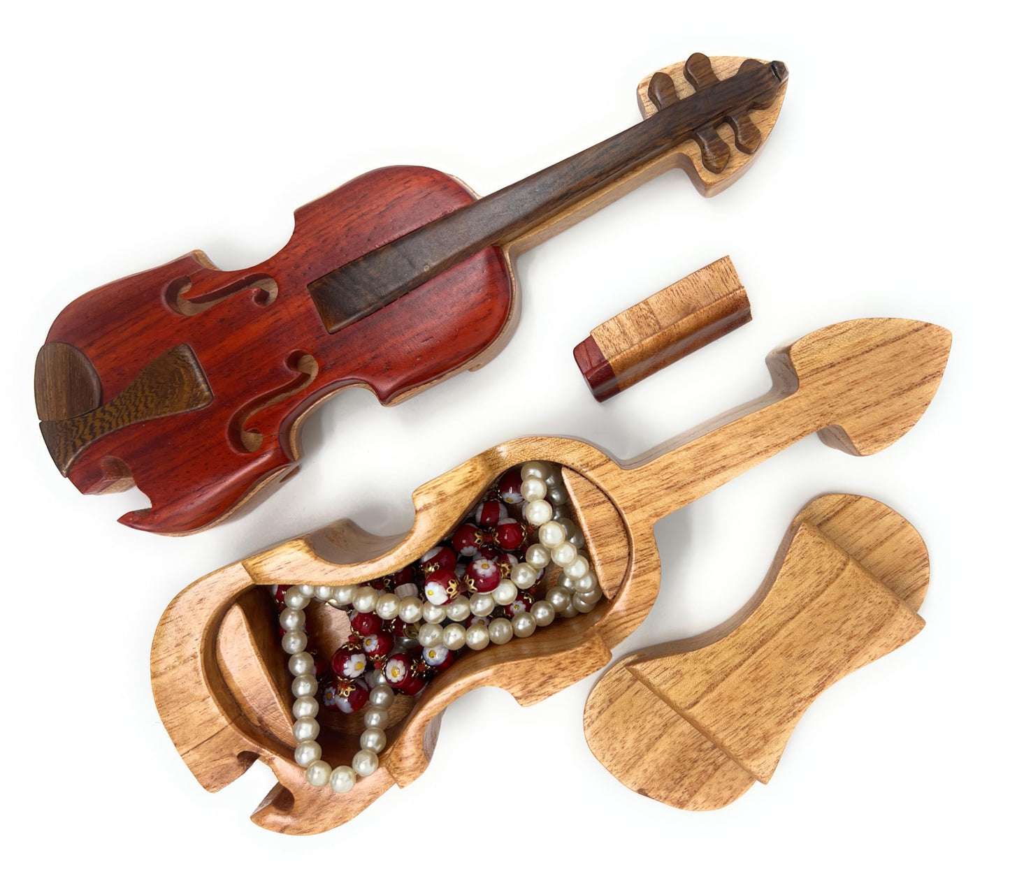 Violin Wooden Puzzle Box - Handcrafted Intarsia Wood Keepsake with Secret Compartment - Unique Gift for Musicians