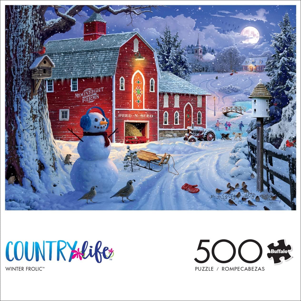 Buffalo Games - Winter Frolic - 500 Piece Christmas Jigsaw Puzzle - Festive Puzzles for Adults - Precision-Cut Pieces, Holiday Artwork, and Hours