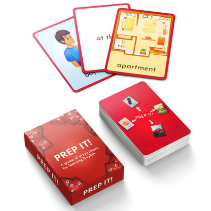 Prep It English Flash Cards Game for Learning Prepositions - Sight Words for Sentence Building and Reading Activities - Used for ESL Teaching