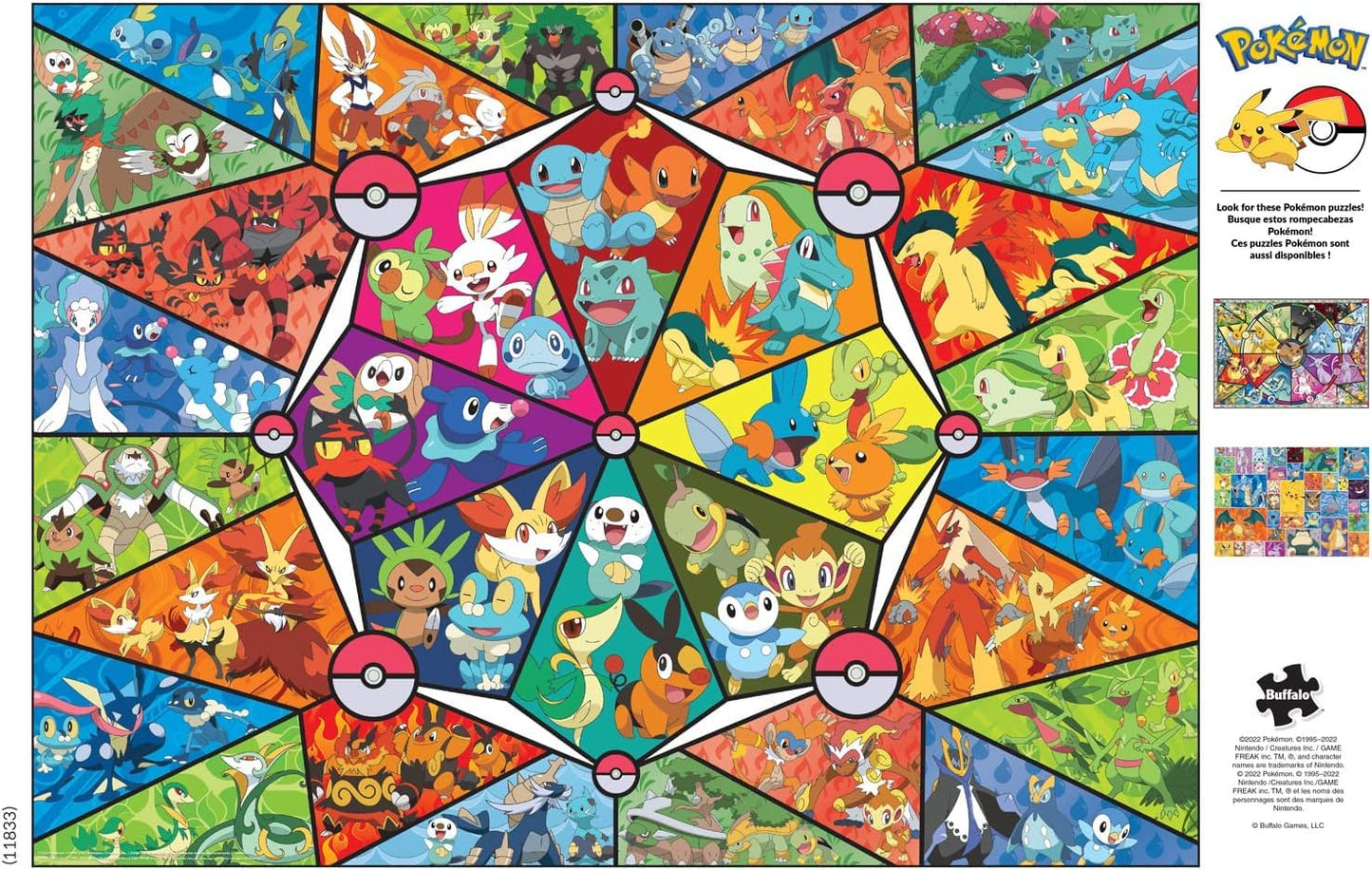 Buffalo Games Pokemon Stained Glass Starters, 1000 Piece Pokemon Puzzle