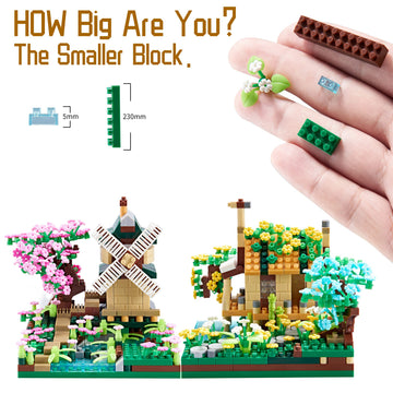 LUKHANG Four Seasons Flower House Plant Series 4 Miniature Building Blocks Set, Creative Tree House Flower and Plant Model DIY Gifts for Adults
