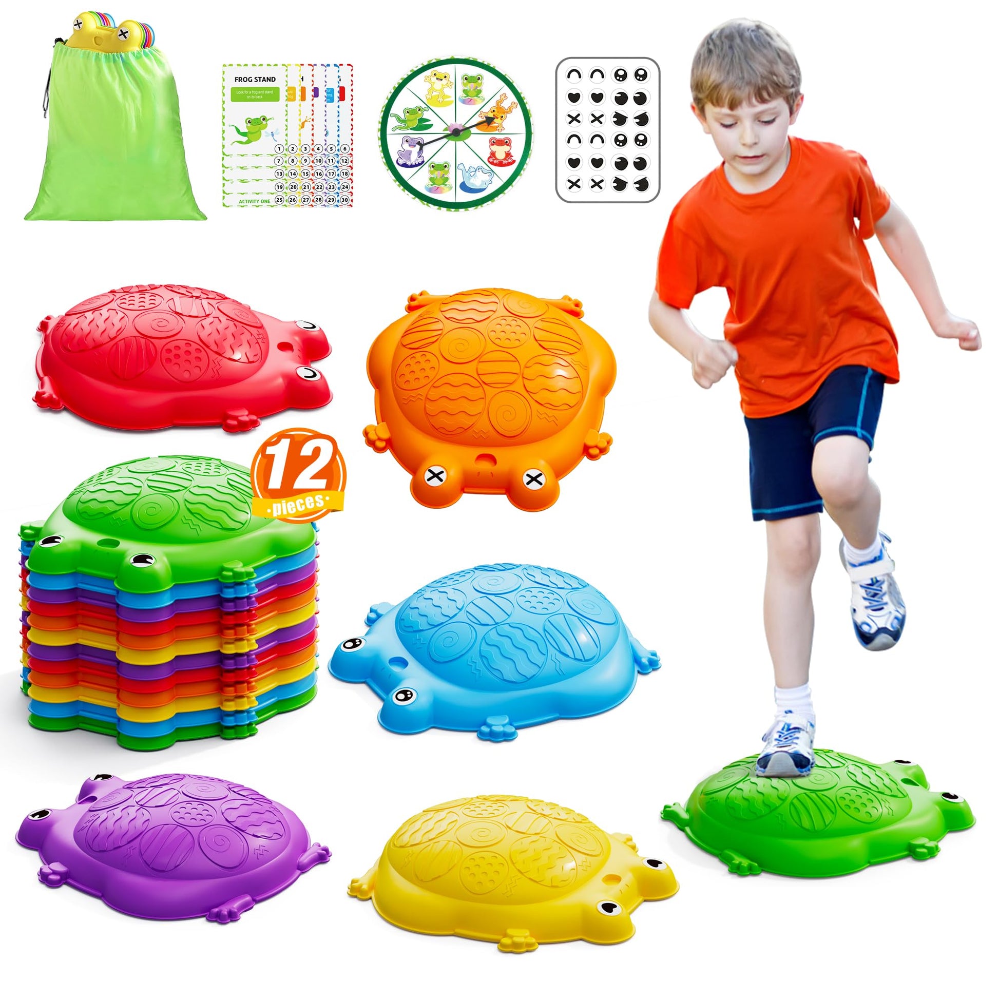 HYES Stepping Stones for Kids, 12PCS Non-Slip Balance Steps Stones