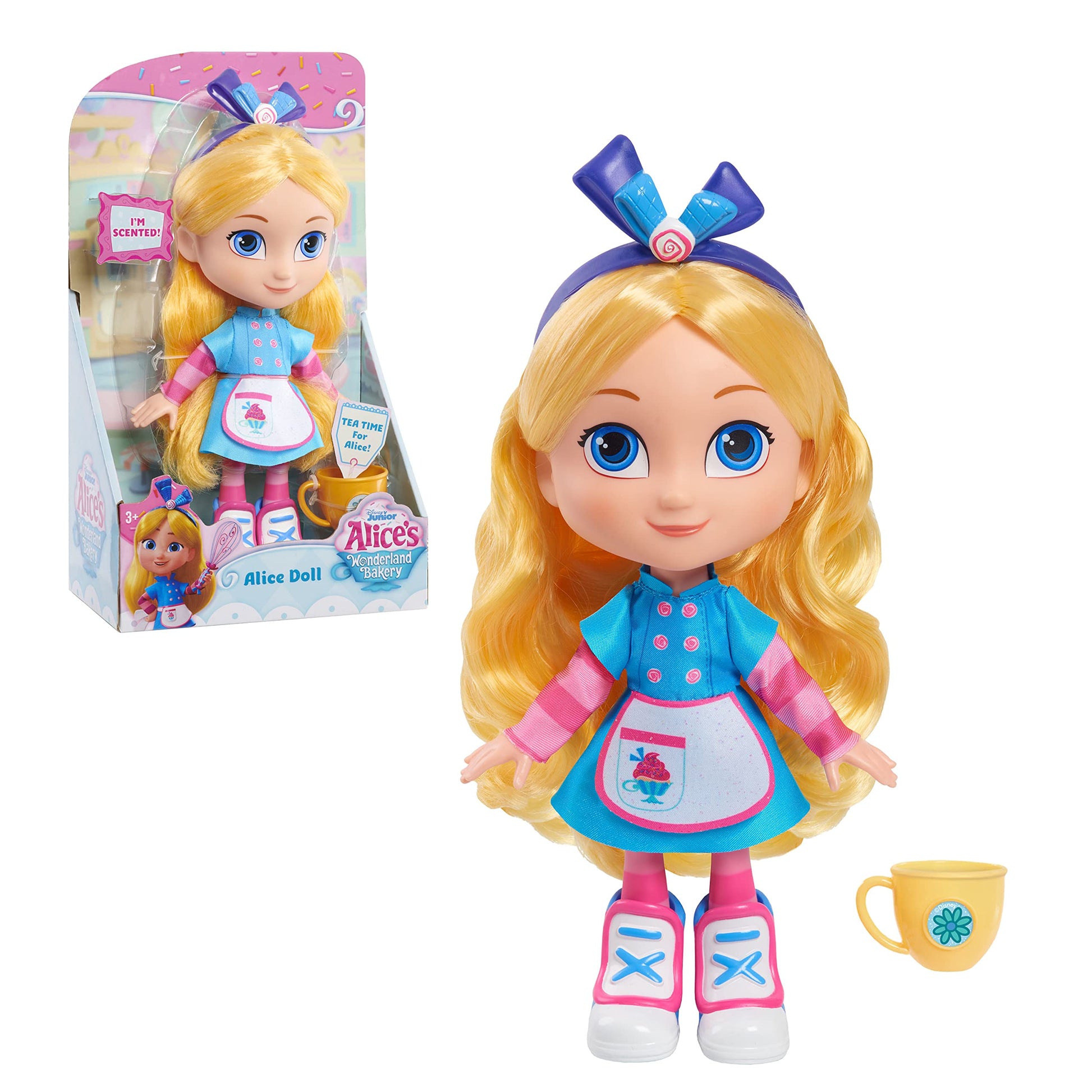 Disney Junior Alice’s Wonderland Bakery Alice 10-inch Large Doll and Accessories, Kids Toys for Ages 3 Up by Just Play