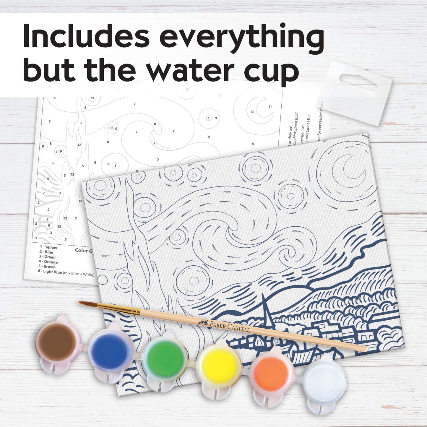 Faber-Castell Paint by Number Museum Series - Vincent Van Gogh, The Starry Night - Paint by Numbers for Adult Beginners & Young Artists (Packaging May