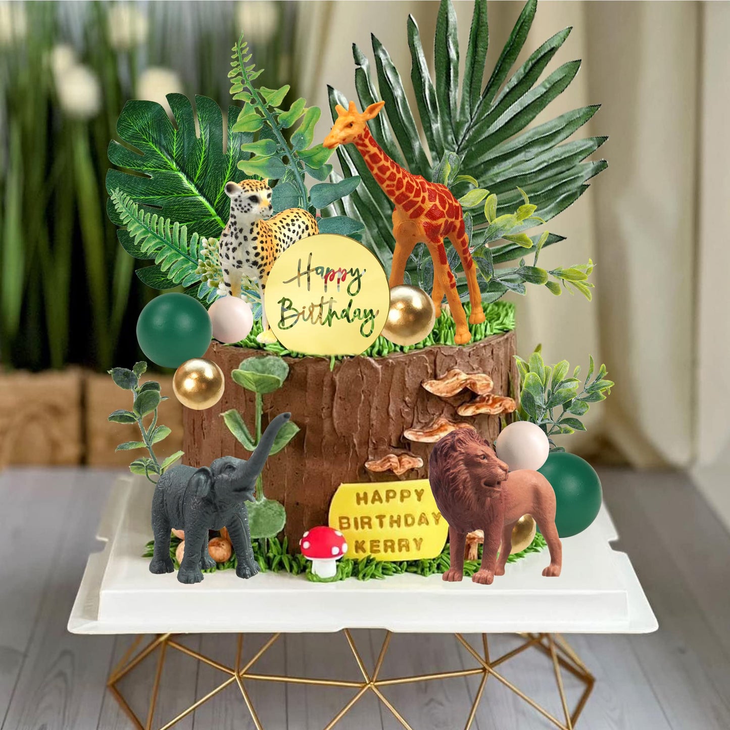 27 PCS Jungle Animal Cake Toppers, Safari Animals Figure Toys Picks Jungle Wild One Animals Cake Decorations for Baby Shower Safari Party Holiday