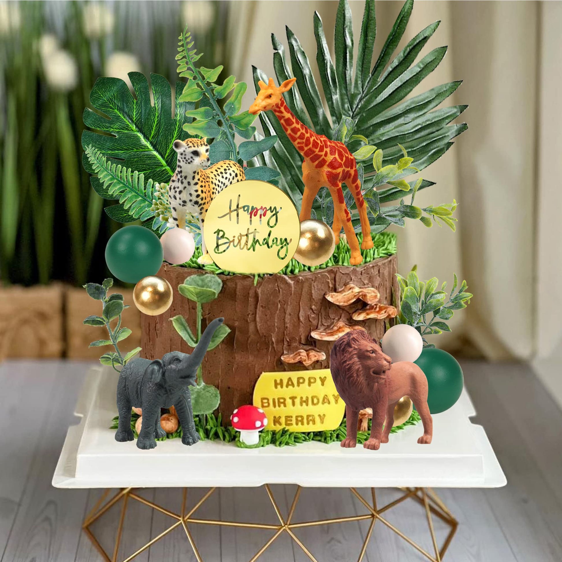 27 PCS Jungle Animal Cake Toppers, Safari Animals Figure Toys Picks Jungle Wild One Animals Cake Decorations for Baby Shower Safari Party Holiday