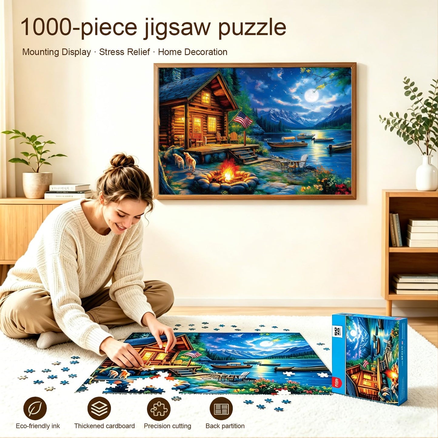 1000 Piece Puzzle for Adults, 20 x 27 inches Jigsaw Puzzles - Moonlit