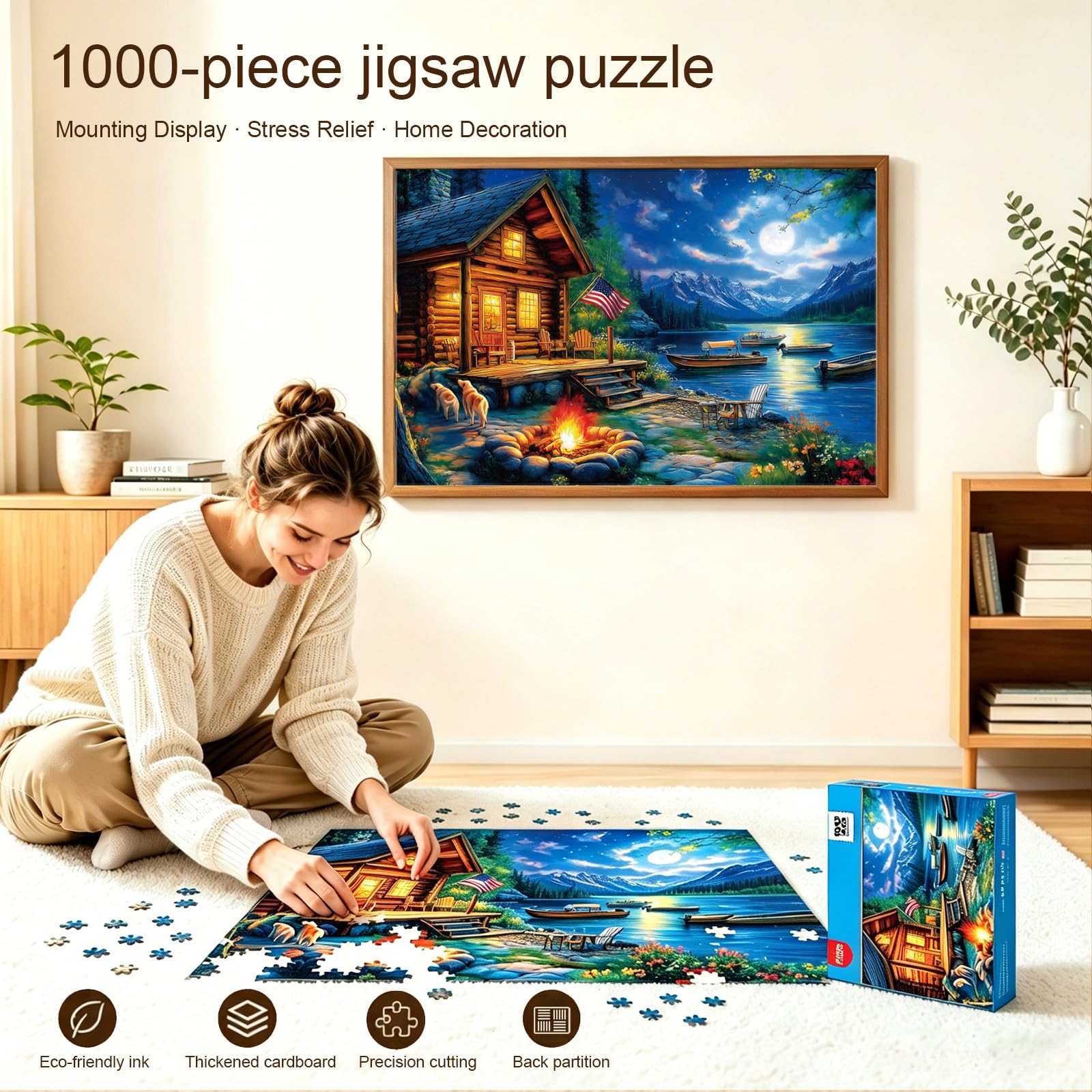 1000 Piece Puzzle for Adults, 20 x 27 inches Jigsaw Puzzles - Moonlit