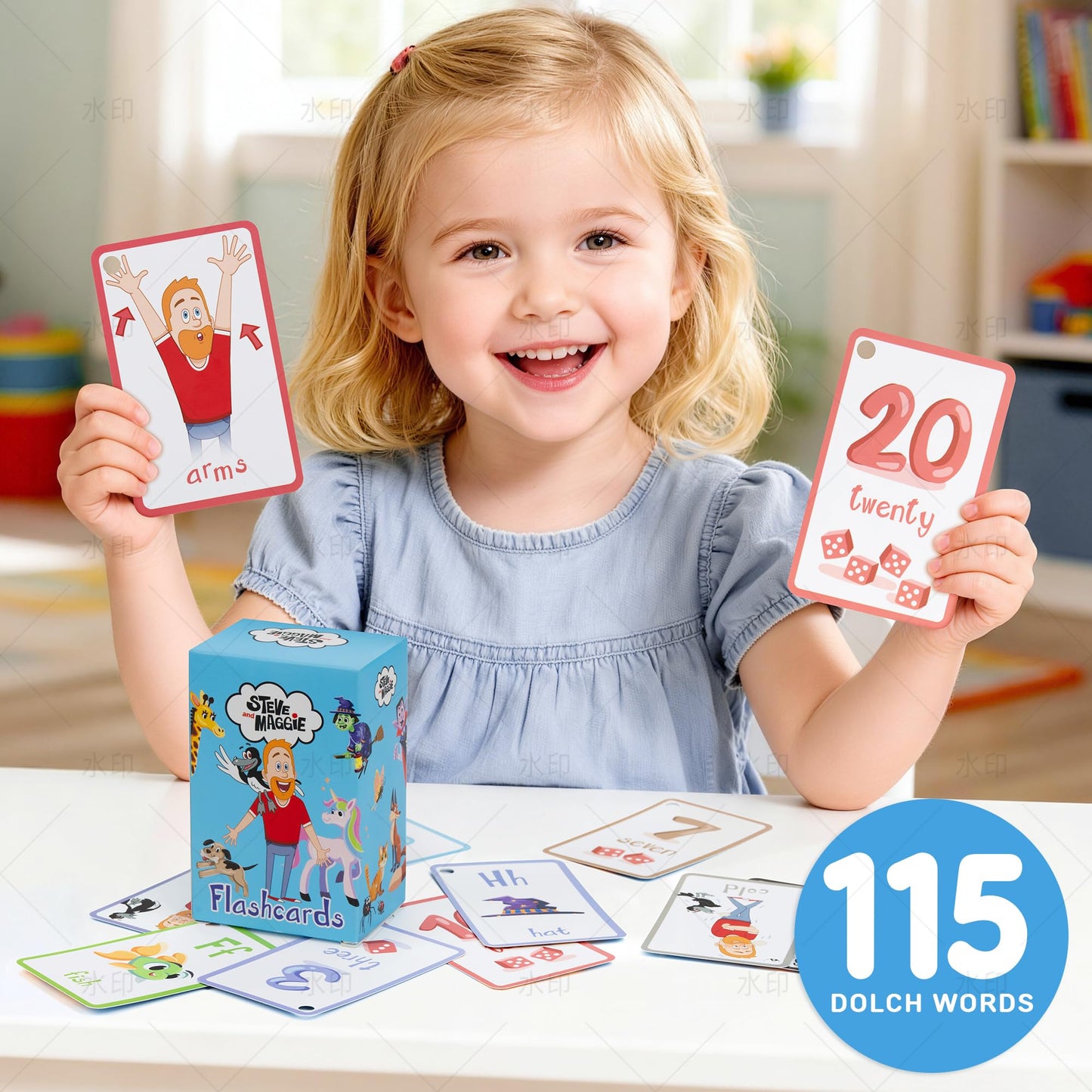 Steve and Maggie Sight Words Flash Cards for Toddlers, 115 PCS Toddler Flash Cards, Phonics Alphabet Numbers Shapes Colors, Preschool Kindergarten