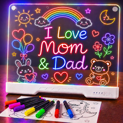 LED Drawing Board for Kids, 16-Inch Rechargeable Doodle Pad, 10 Color Modes,LED Note & Drawing Board, Birthday Gift for Girls Boys Teens