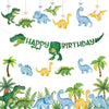Dinosaur Birthday Decorations Banner - DIY Paper Happy Birthday Banners, Green Animal Dino Bday Sign Garland Backdrop for Dinosaur Themed Indoor