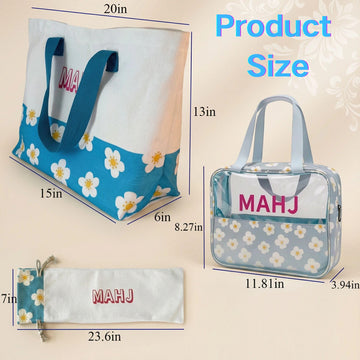 GLINTASY 3 Pcs Mahjong Bag Set Thickened Canvas with Lining, Mahjong Tiles Bag Waterproof with Zipper, Carring Case Travel-Friendly, 18” Rack & Pusher