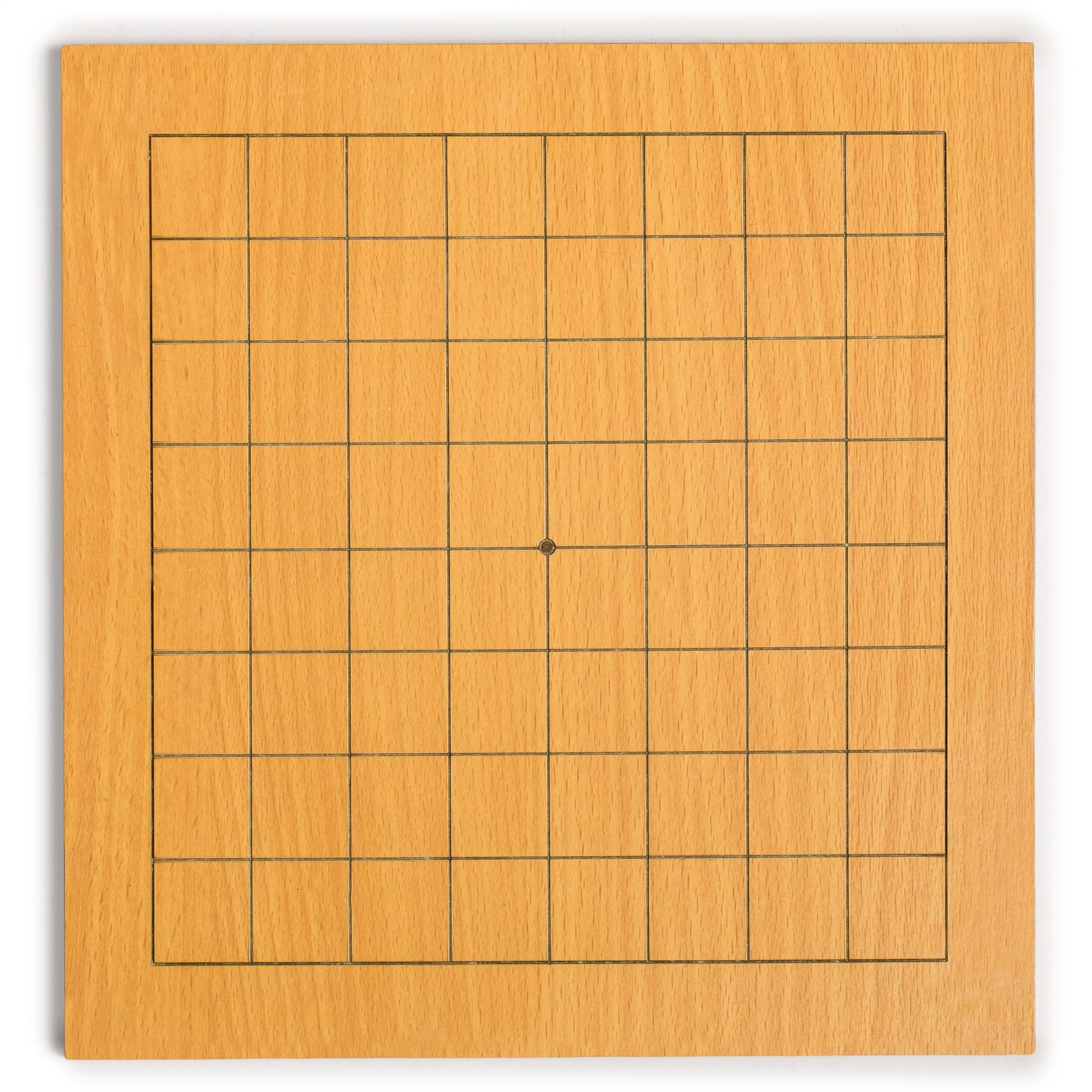 Yellow Mountain Imports Beechwood Veneer 0.4-Inch Etched Beginner's 9x9 Go Game Set Board with Single Convex Melamine Stones - Classic Strategy Board