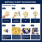 Blue and Gold Happy Birthday Decorations for Men,Birthday Banner, 70pcs Balloons, Backdrop,Balloon Arch Supplies for Boy