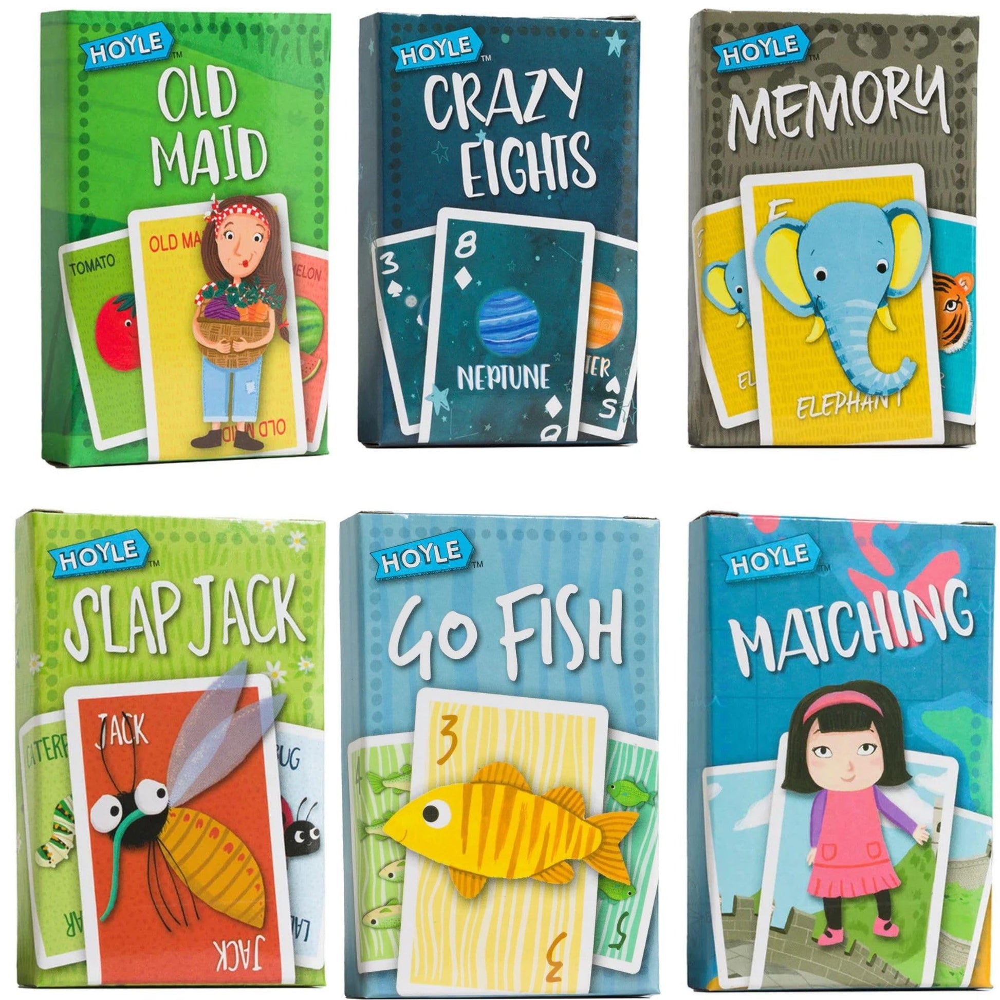 Bicycle Hoyle Summer Fun Pack Hoyle 6-in-1 Kids Card Games and 2 Decks of Clear Plastic Waterproof Playing Cards, Fast-Paced Family Game Night Playing