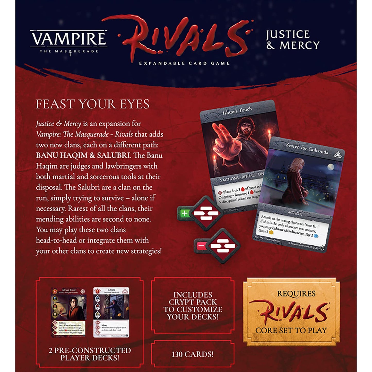 Renegade Game Studios Vampire: The Masquerade Rivals - Justice & Mercy Expansion, 2-4 Players, Card Game