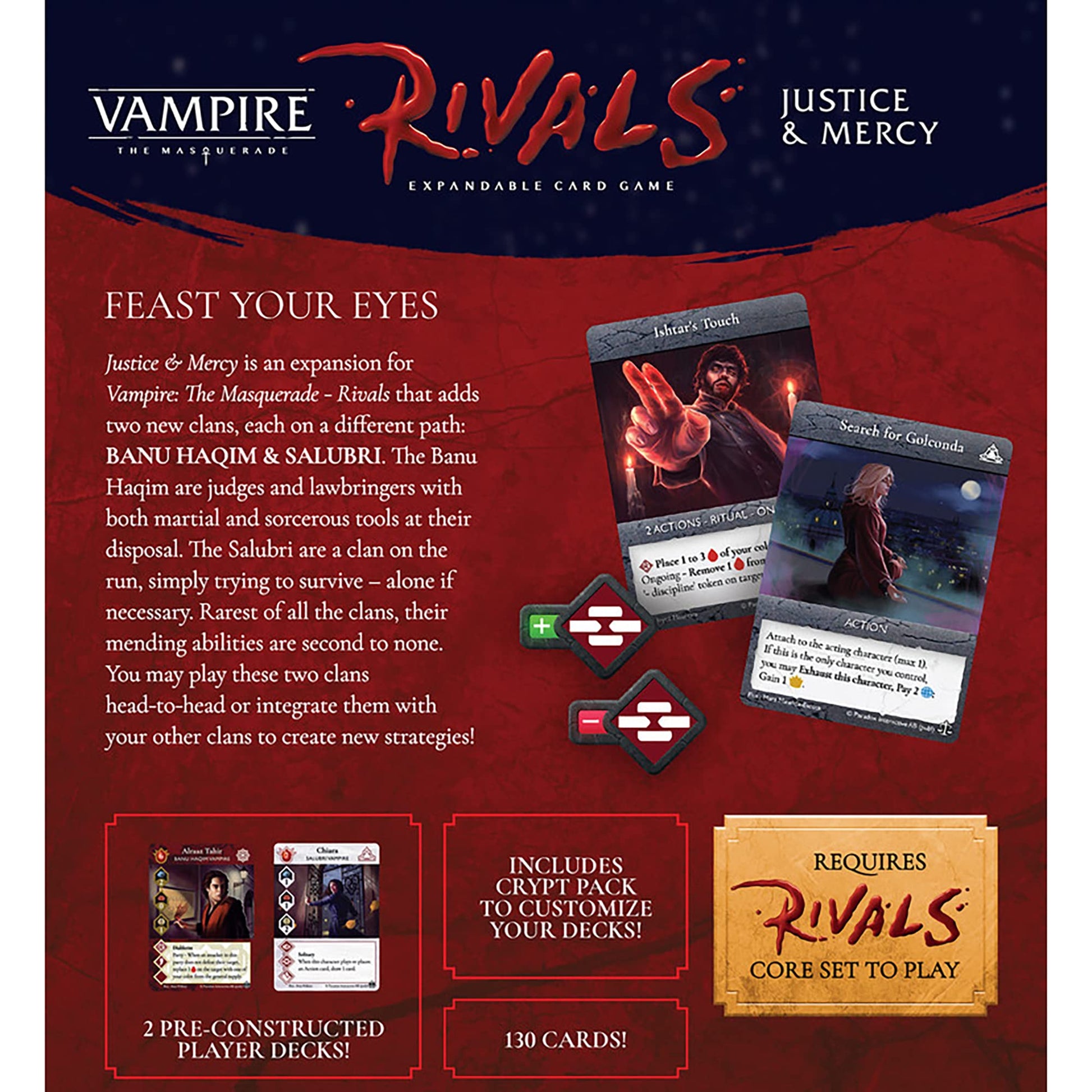 Renegade Game Studios Vampire: The Masquerade Rivals - Justice & Mercy Expansion, 2-4 Players, Card Game