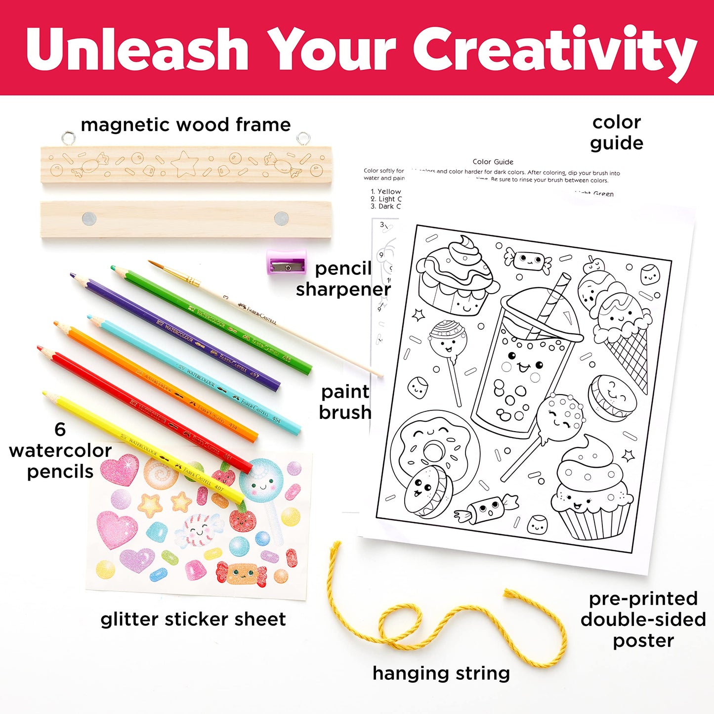 Faber-Castell Paint by Number Sweets - Kids Watercolor Paint by Number Craft (Ages 6+)