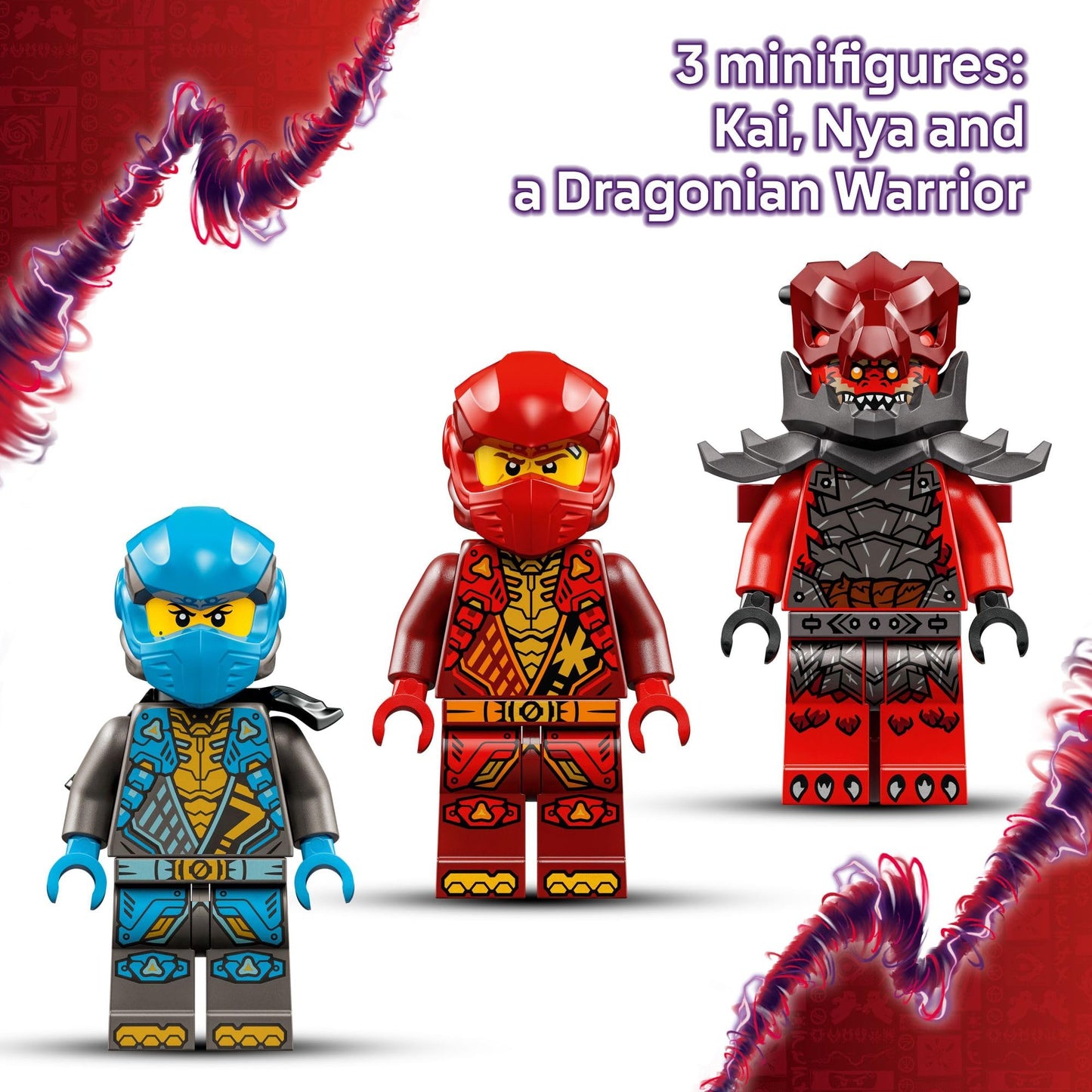 LEGO NINJAGO Kai's Mech Storm Rider Action Figure - Pretend Play Building Toy for Boys and Girls, Ages 7+ - Ninja Toy for Kids with 3 Minifigures