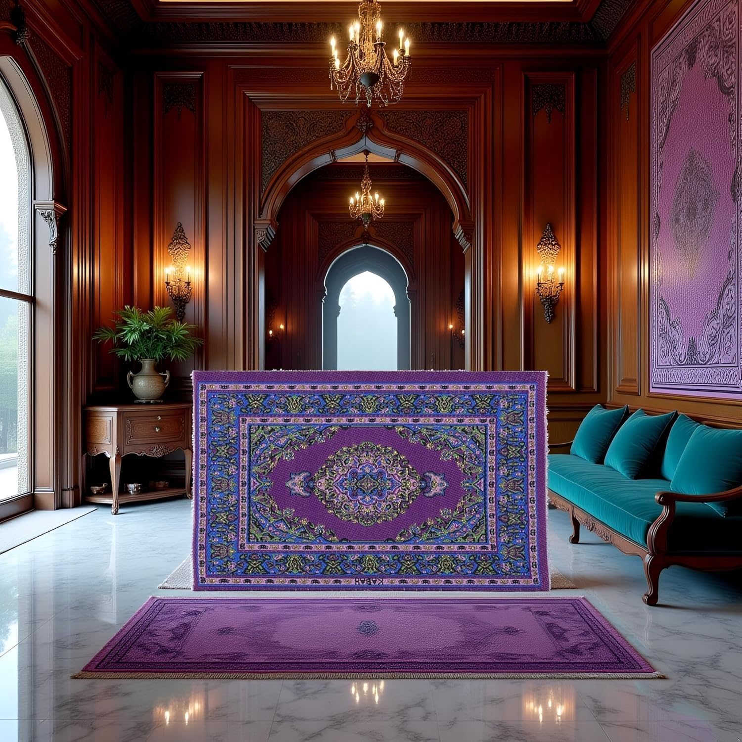 Dollhouse Miniature Purple Hand-Woven Rug, 1:12 Scale Floor Mat, DIY Accessories Accessories Convenient