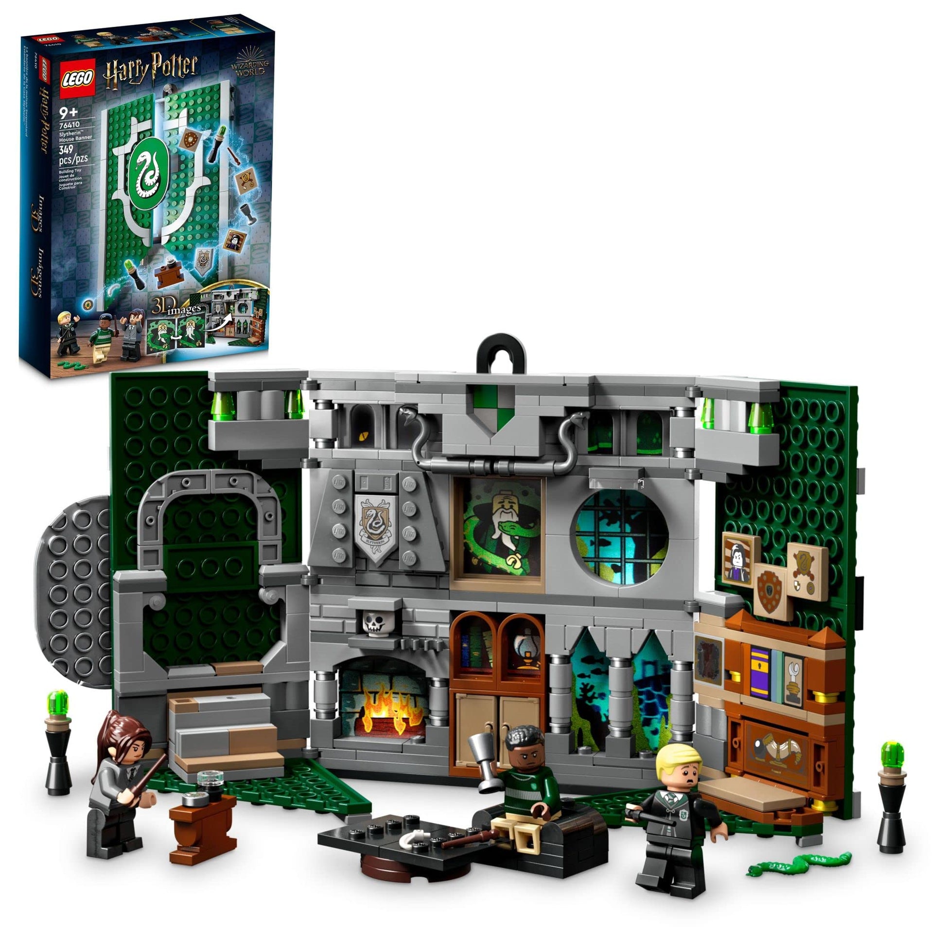 LEGO Harry Potter Slytherin House Banner Building Set 76410 - Hogwarts Castle Common Room Toy or Wall Display, Collectible Harry Potter Gift Idea for