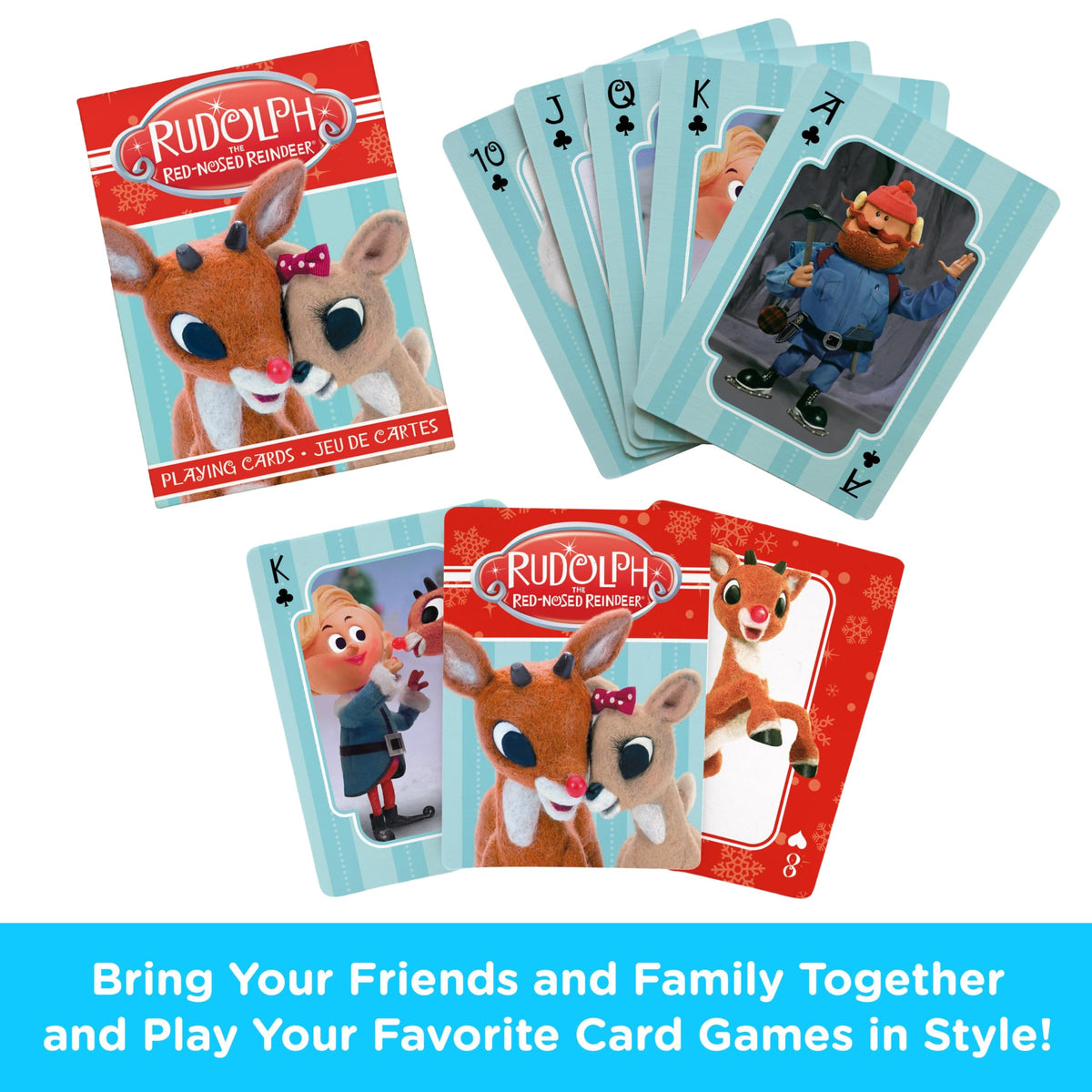 Aquarius Rudolph Playing Cards - Rudolph The Red Nosed Reindeer Deck of Cards for Your Favorite Card Games - Officially Licensed Rudolph Merchandise