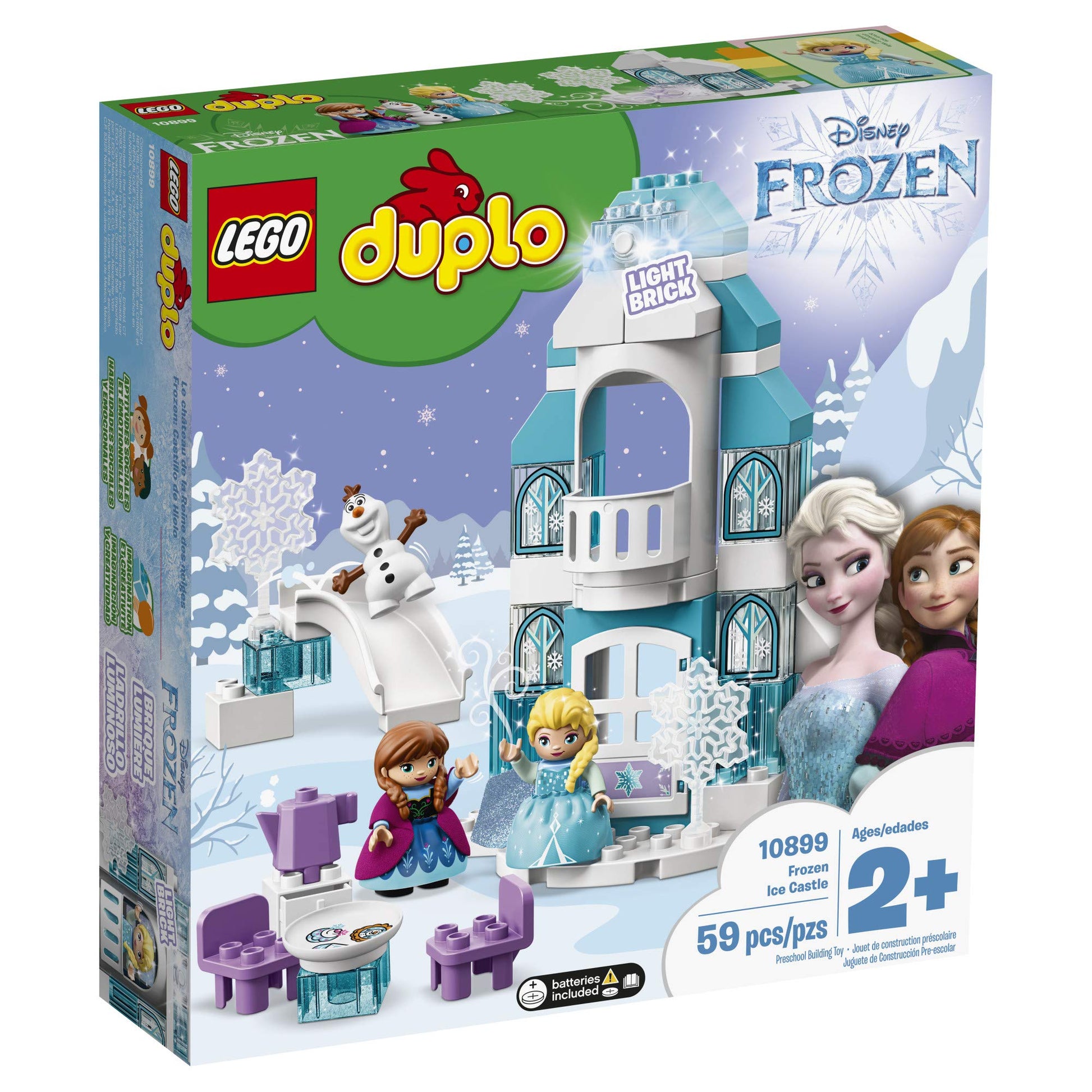 LEGO DUPLO Disney Princess Frozen Ice Castle 10899 Building Toy with Light Brick, Princess Elsa and Anna Mini-Dolls Plus Olaf Figure, Gifts for 2 Year
