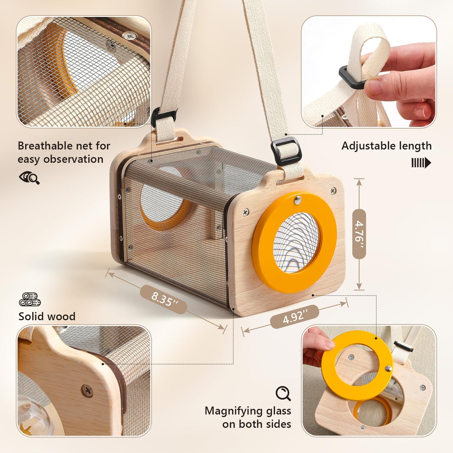Montessori Wooden Bug Catcher Kit for Kids - 8-in-1 Outdoor Explorer Set with Habitat, Net & Magnifying Glass STEM Learning Toys for Ages 3-8 Nature