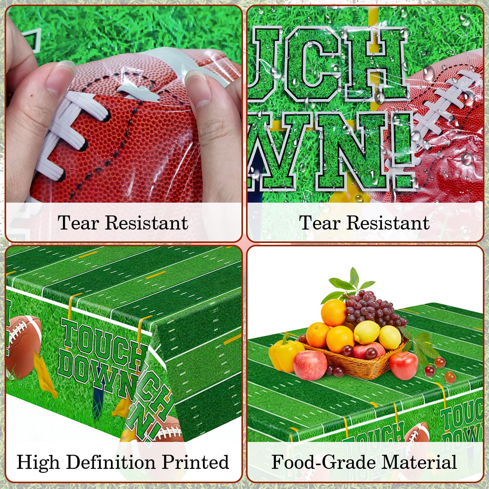 Huangfbfx 6Pcs Football Tablecloth Disposable Plastic - Rugby Tablecloth Football Party Decorations Table Cover for Gameday Tailgate Birthday Football