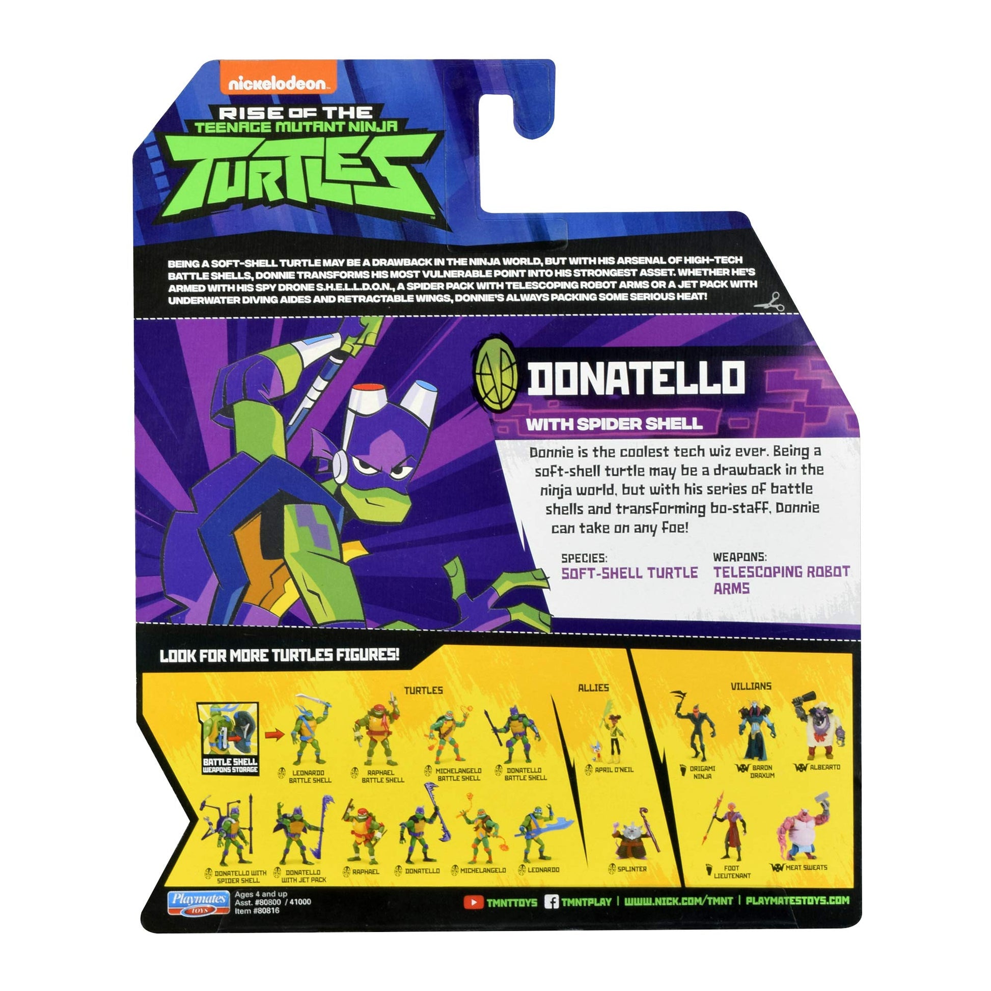 Rise of the Teenage Mutant Ninja Turtles Spider Shell Donatello Action Figure, Multicolor