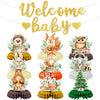 10-Piece Woodland Baby Shower Honeycomb Centerpieces with Welcome Baby Banner - Forest Animals Table Decorations for Baby Shower, Gender Reveal