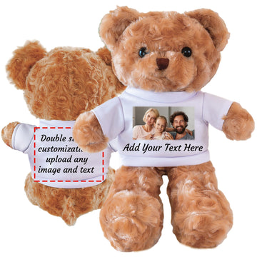 Yibairui Personalized Teddy Bear with T-Shirt, Custom Plush Stuffed Animal with Photo & Text, Gift for Girlfriend, Boyfriend, Valentine's Day