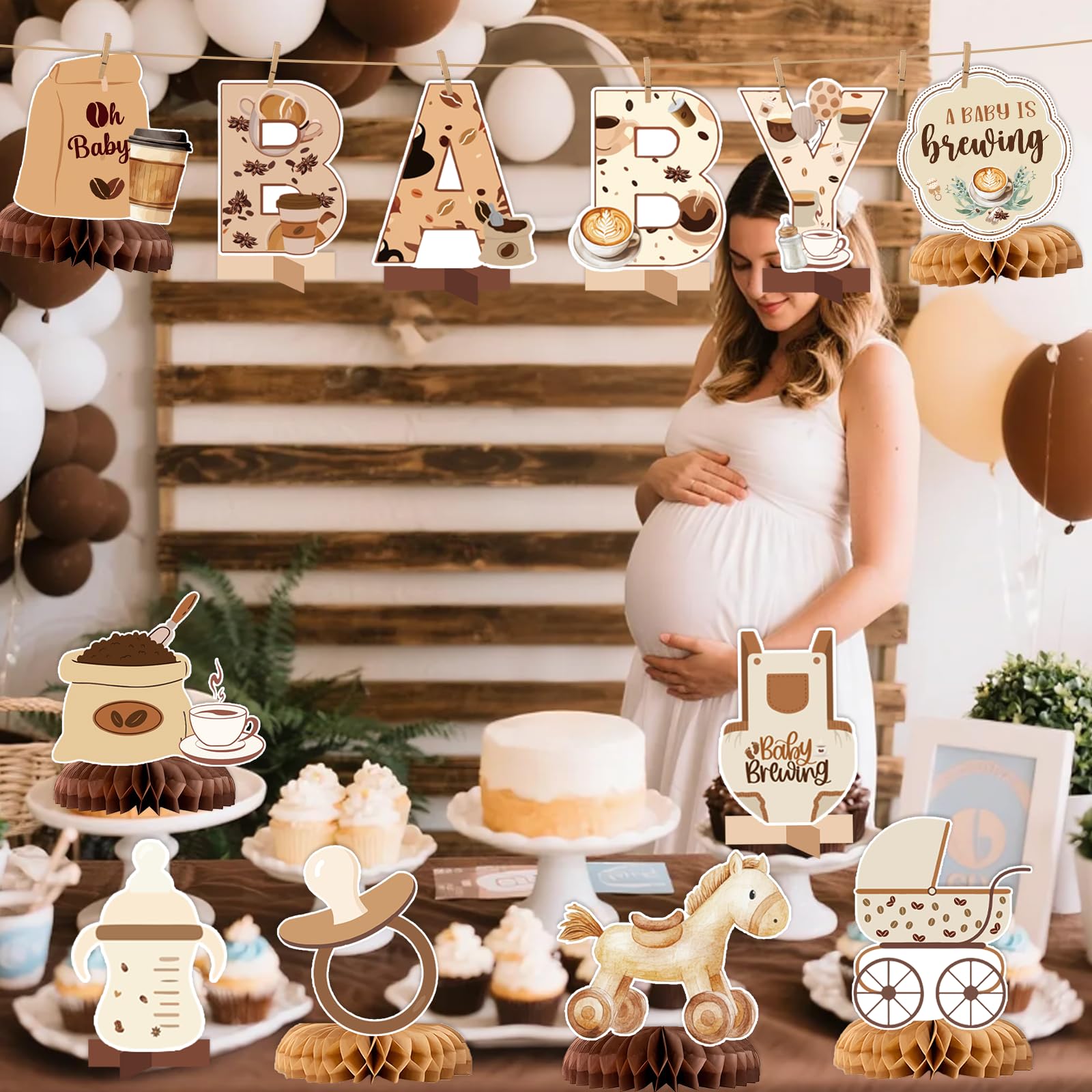 A Baby Is Brewing Baby Shower Decorations - 12 PCS Coffee Baby Shower Centerpieces for Tables Baby Is Brewing Baby Shower Decor