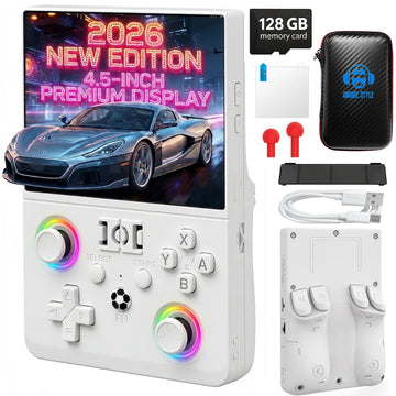 Newest R36MAX II 4.5" Retro Handheld Game Console, 128GB Portable Device(White)