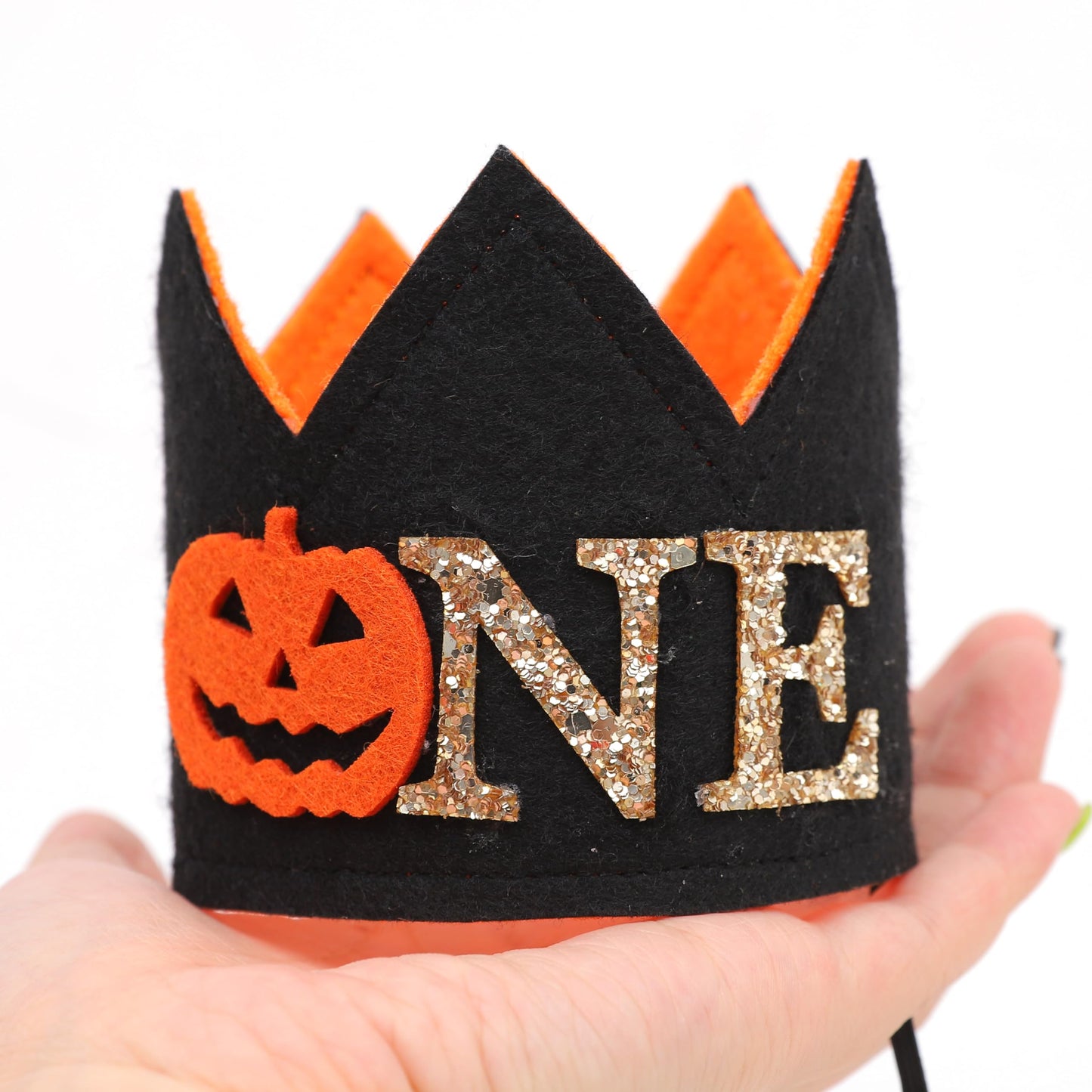 SYESQL Little Pumpkin Birthday Crown - Pumpkin Birthday Hat, Ghost Witch One Birthday (Pumpkin 1st Birthday Crown Black)