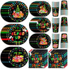 Christmas Party Supplies Disposable Let's Get Elfed Up Tableware Set includes Paper Plates,Napkins and Cups for Elf Christmas Party Supplies,Serve 30