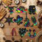 QsiuYbng 270 Pcs Rainbow Scratch Paper Set for Adults Western Party Favors Scratch Art Cardstock with Bamboo Sticks & Ribbons for Cowboy Party Favors