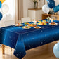 4 Pack Starry Night Tablecloth Set - 86' x 51' Rectangle Plastic Tablecloth Space Theme Table Cover - Galaxy Stars Birthday Party Supplies