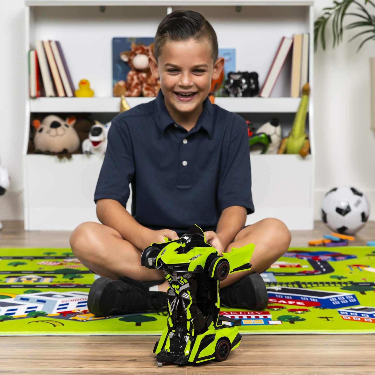Best Choice Products 1:16 Scale Kids Transforming RC Robot Race Car w/ LED Lights, Green