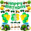 76PCS Green Tractor Themed Party Supplies with Tractor Banner Balloons Garland, Hanging Swirl and Cupcake Toppers for Farm Tractor Decorations As